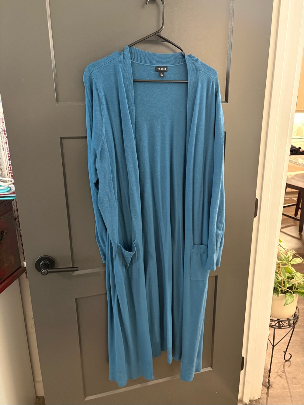 torrid Teal Blue Long Duster Cardigan